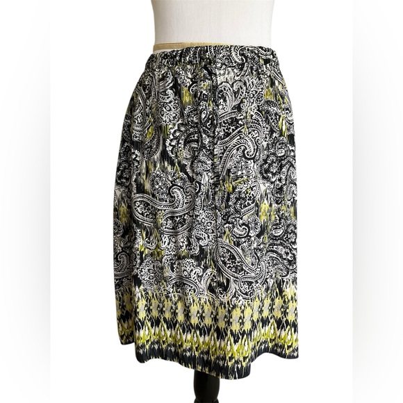 Dresses & Skirts - New Christopher & Banks Paisley Print Skirt Black White Chartreuse New With Tags